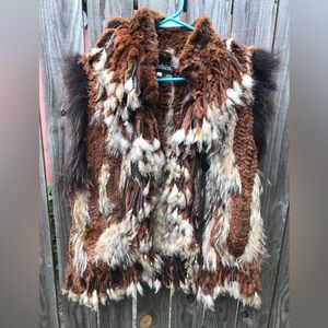 NWOT Cedrics Real Fur Multi Color Size Medium